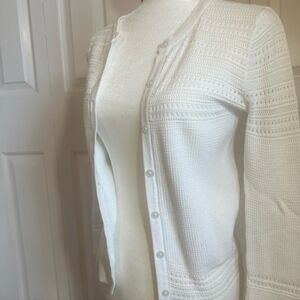 Merona White Textured Knit Cardigan Sweater